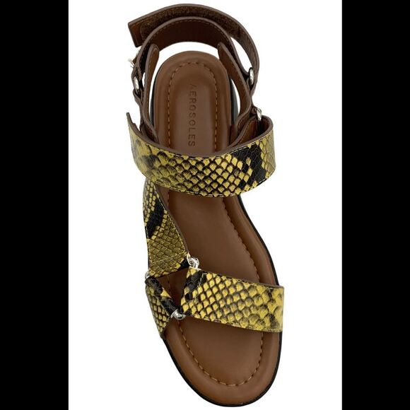 Aerosoles Women's Wave Sandal Yellow Snake - Medium - Picture 2 of 3
